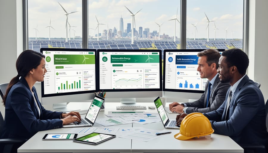 Modern solar panel installation on commercial rooftop representing clean energy infrastructure