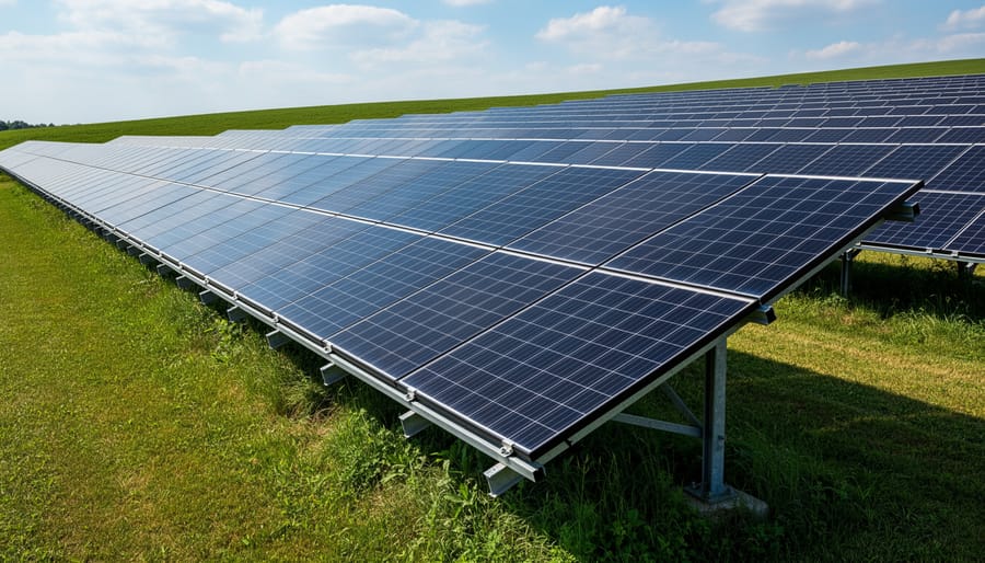 Canadian Solar HiKu7 solar panels in a large commercial ground-mount installation